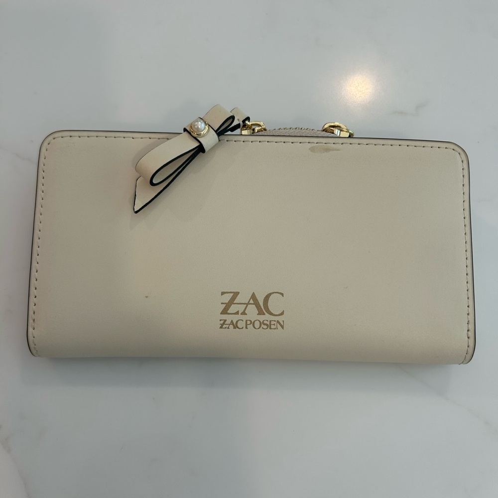 ZAC Zac Posen Cream Leather Wallets Minimalist Design
